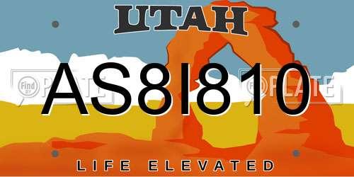 AS8I810 Utah License Plate