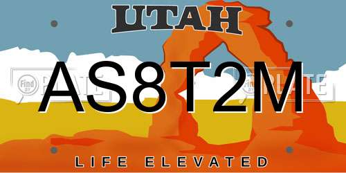 AS8T2M Utah License Plate