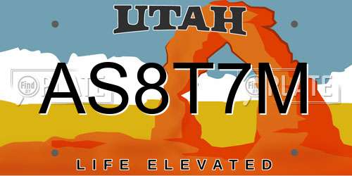 AS8T7M Utah License Plate