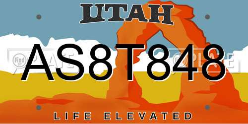 AS8T848 Utah License Plate