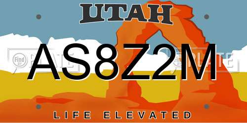 AS8Z2M Utah License Plate