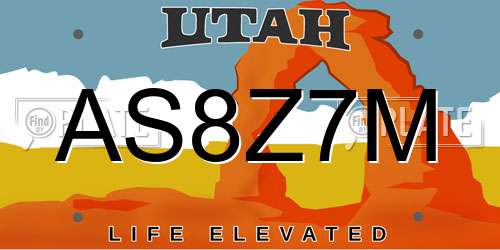 AS8Z7M Utah License Plate