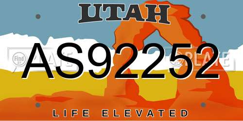AS92252 Utah License Plate