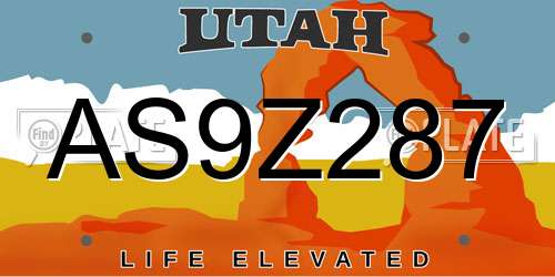 AS9Z287 Utah License Plate