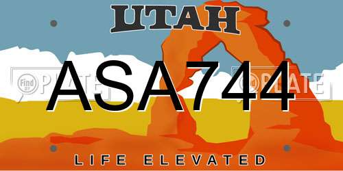 ASA744 Utah License Plate