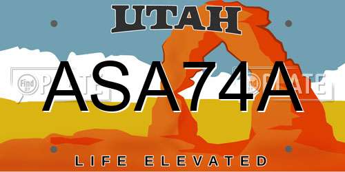 ASA74A Utah License Plate