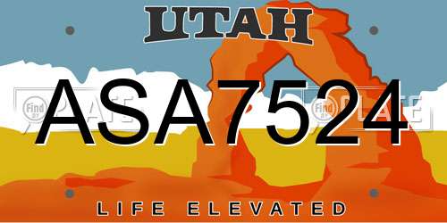 ASA7524 Utah License Plate
