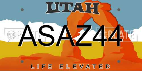 ASAZ44 Utah License Plate