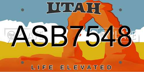 ASB7548 Utah License Plate
