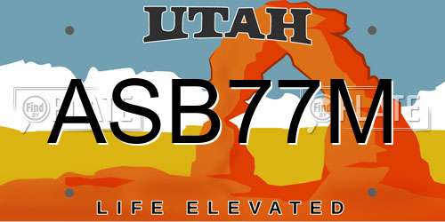 ASB77M Utah License Plate
