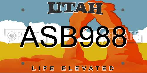 ASB988 Utah License Plate