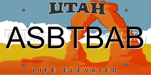 ASBTBAB Utah License Plate