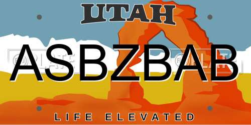 ASBZBAB Utah License Plate