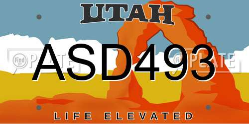 ASD493 Utah License Plate