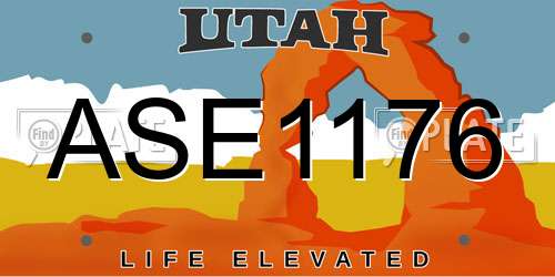 ASE1176 Utah License Plate