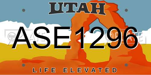 ASE1296 Utah License Plate