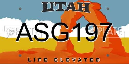 ASG197 Utah License Plate