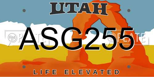 ASG255 Utah License Plate