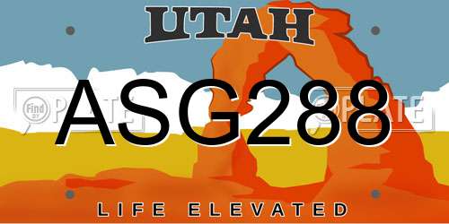 ASG288 Utah License Plate