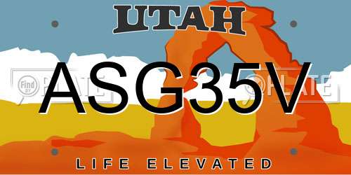 ASG35V Utah License Plate