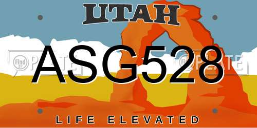 ASG528 Utah License Plate