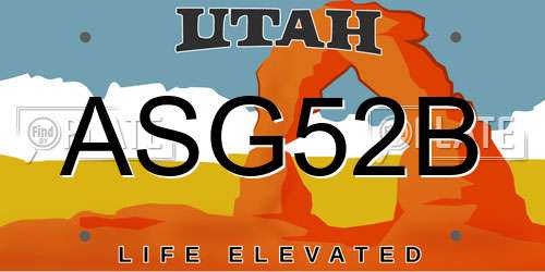 ASG52B Utah License Plate
