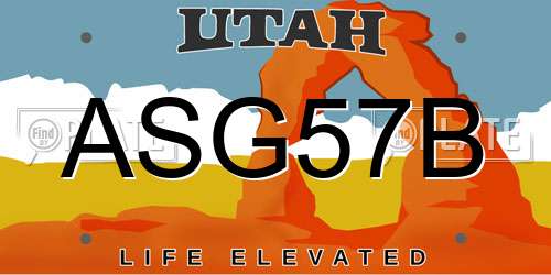 ASG57B Utah License Plate