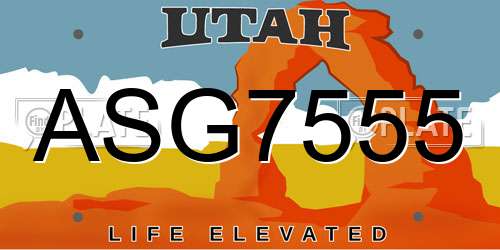 ASG7555 Utah License Plate