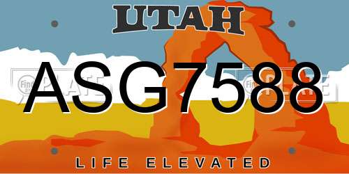 ASG7588 Utah License Plate