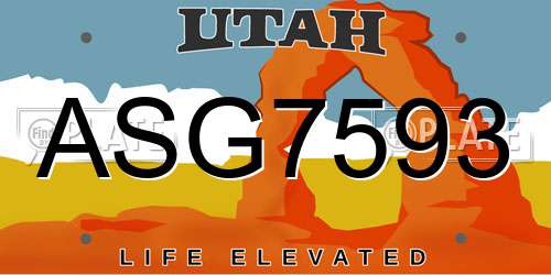 ASG7593 Utah License Plate