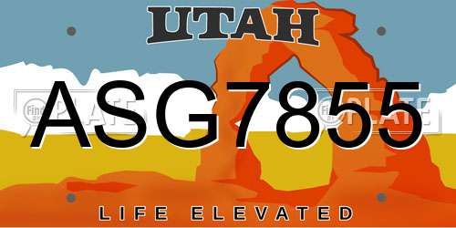 ASG7855 Utah License Plate