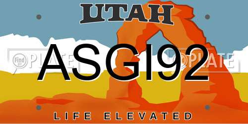 ASGI92 Utah License Plate