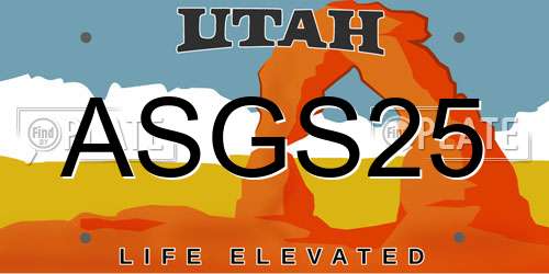 ASGS25 Utah License Plate