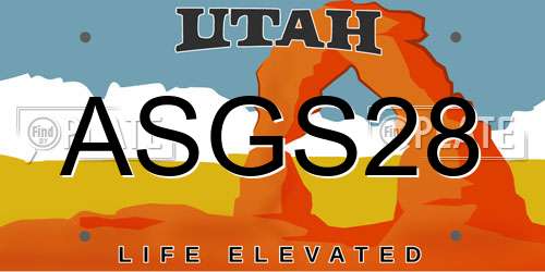 ASGS28 Utah License Plate