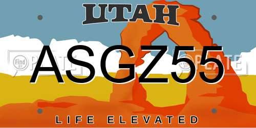 ASGZ55 Utah License Plate