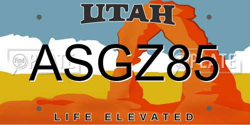 ASGZ85 Utah License Plate