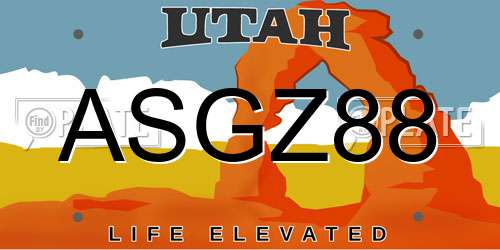 ASGZ88 Utah License Plate