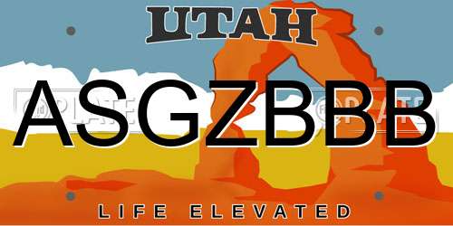 ASGZBBB Utah License Plate