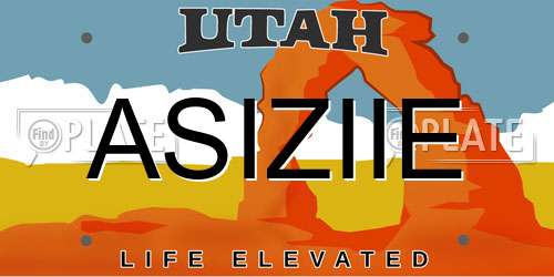 ASIZIIE Utah License Plate