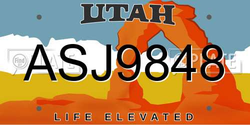 ASJ9848 Utah License Plate