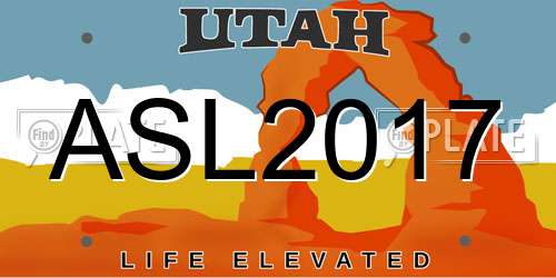 ASL2017 Utah License Plate