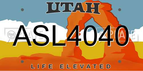 ASL4040 Utah License Plate