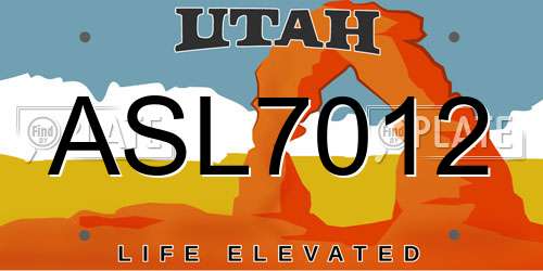 ASL7012 Utah License Plate