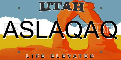 ASLAQAQ Utah License Plate