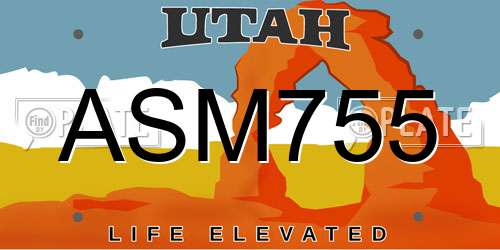 ASM755 Utah License Plate
