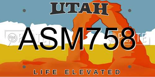 ASM758 Utah License Plate