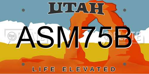 ASM75B Utah License Plate