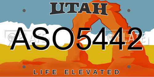 ASO5442 Utah License Plate