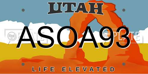 ASOA93 Utah License Plate