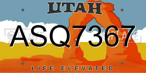 ASQ7367 Utah License Plate